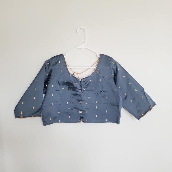 NWOT Black and Gold Indian Saree Blouse - Picture 3 of 5